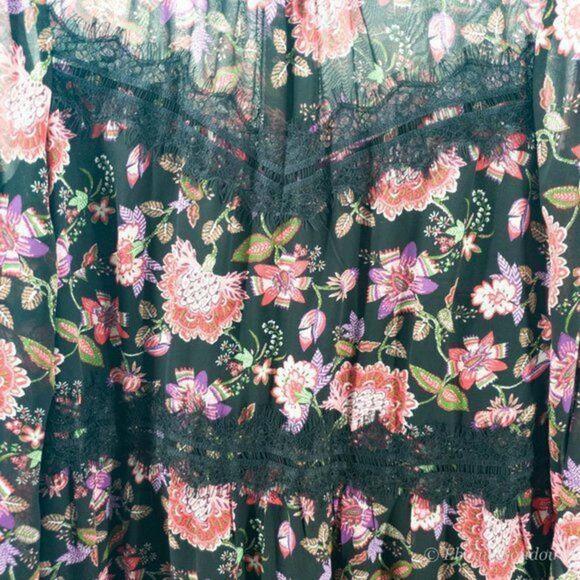 NINE WEST Lace Trim Floral Chiffon Midi Dress - Picture 6 of 9